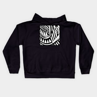 MAZIPOODLES New Fish Head Leaves Jazz Funk Black White Kids Hoodie